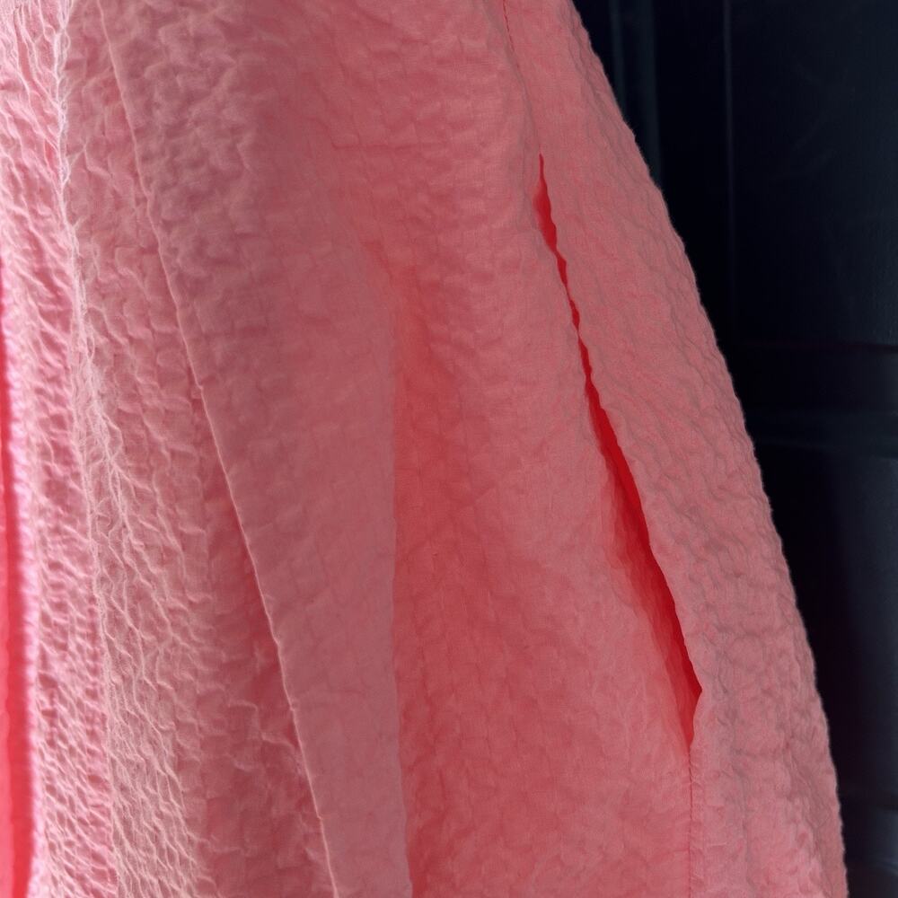 J. CREW Seersucker Strapless Dress Size 6 Coral Pink Cotton Romantic Coastal - Picture 9 of 13